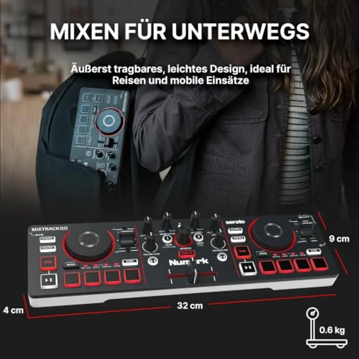Numark Mixtrack Go, tragbarer 2-Kanal DJ Controller mit Serato DJ Lite, Bluetooth-MIDI und USB-C Anschluss – Bild 8