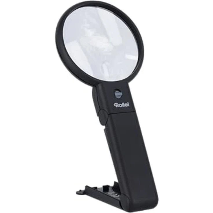 ROLLEI Handlupe mit LED-Licht und Standfuß, 2-fach und 4.5-fach Vergrößerung, Transparent/Schwarz – Bild 6