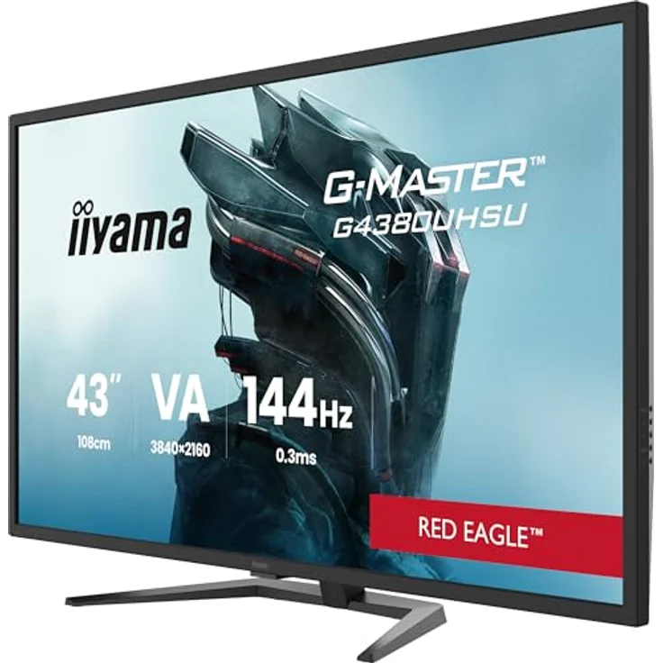 iiyama G-Master Red Eagle G4380UHSU-B2, 43" (108 cm) VA LED 4K UHD Gaming Monitor mit 144Hz, 0.3ms Reaktionszeit, HDR 400 und Adaptive Sync, schwarz – Bild 3