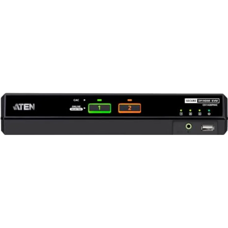 ATEN CS1142DPH4C 2-Port USB KVM Switch, 5K DP/HDMI, Dual Bildschirm, mit Cardreader und sicherer Gehäuse-Angriffserkennung – Bild 3