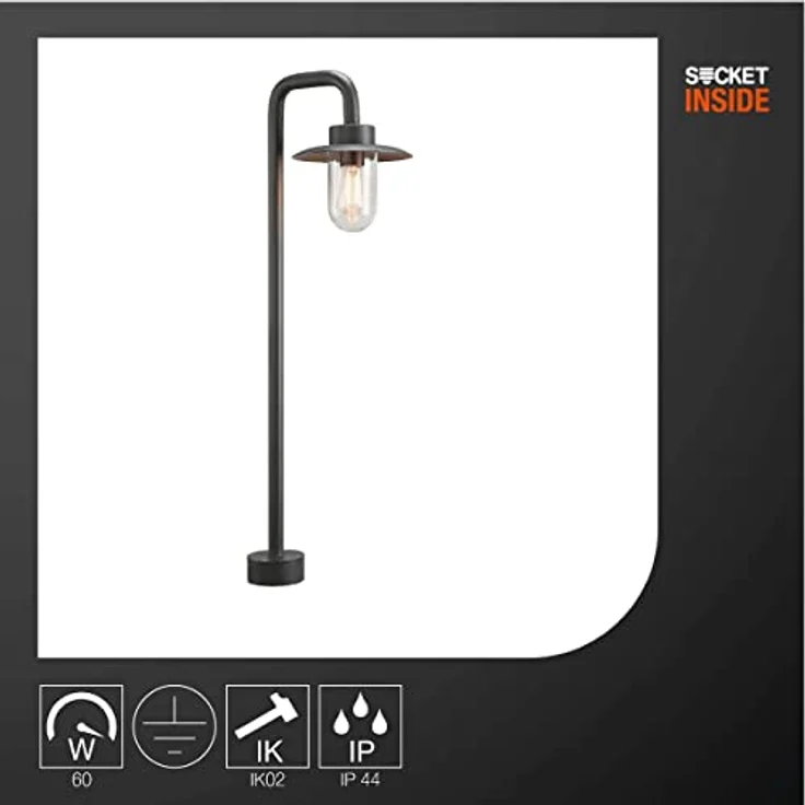 SLV LED Pollerleuchte MOLAT, Laterne | Standleuchte Außen-Beleuchtung im Industrie-Design | Outdoor Wege-Leuchte, Kandelaber, Sockellampe, Garten-Beleuchtung, Gartenleuchte | E27, max. 60W – Bild 3