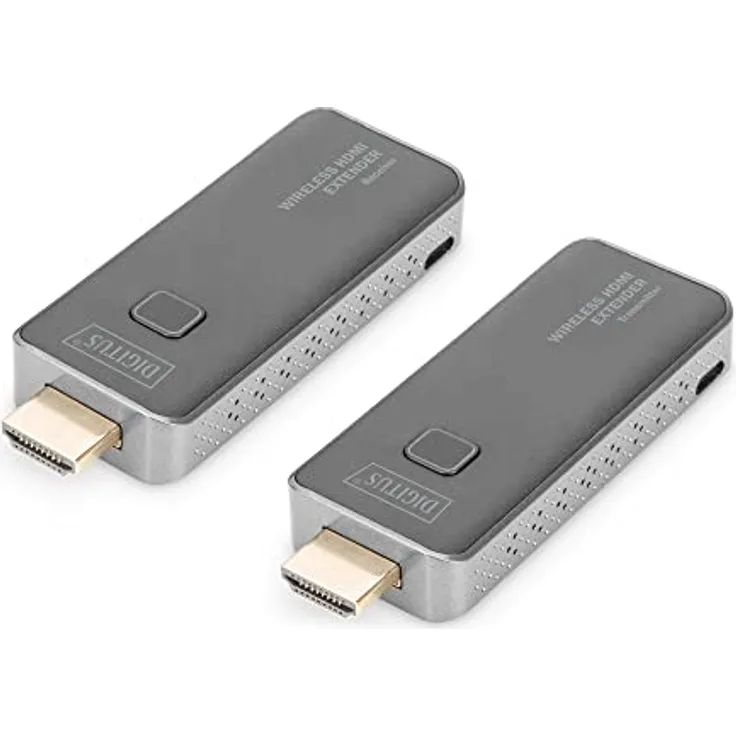 DIGITUS Wireless HDMI-Extender - 50 m Reichweite - Full-HD 1080p 60 Hz - Punkt-zu-Punkt - Plug&Play - Schwarz-Silber, DS-55318