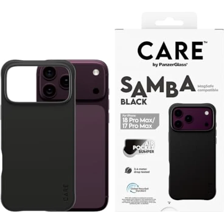 CARE by PanzerGlass Samba Case Black, Schutzhülle mit MagSafe-Kompatibilität für Apple iPhone 18 Pro Max | 17 Pro Max, fall- und kratzfest, selbstheilendes TPU-Material, 2.4-Meter-fallgetestet – Bild 2