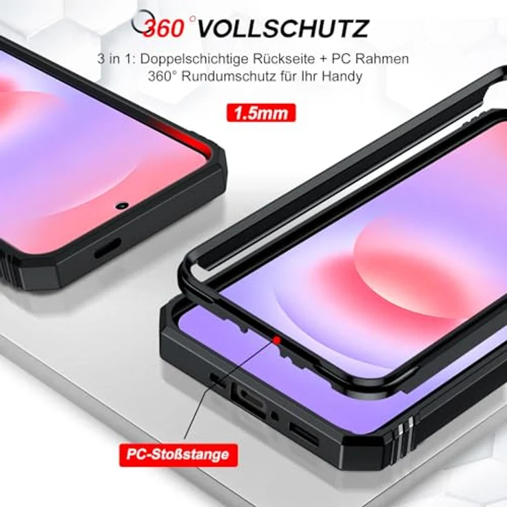 LeYi Panzerhülle für Samsung Galaxy A27 5G, Stoßfestes Ständer Case mit Schiebekamera-Abdeckung, Anti-Fingerabdruck, Militärstandard Schutz – Bild 5