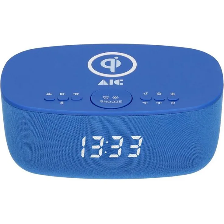 AIC AIC 28 BT, Radiowecker mit Bluetooth, induktivem Laden und USB-Port, blau