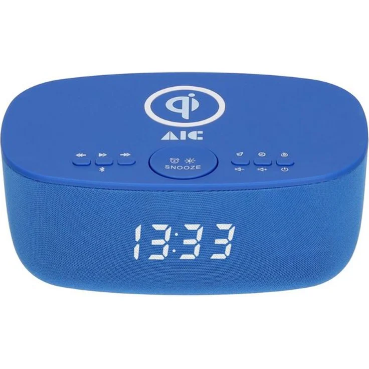 AIC AIC 28 BT, Radiowecker mit Bluetooth, induktivem Laden und USB-Port, blau