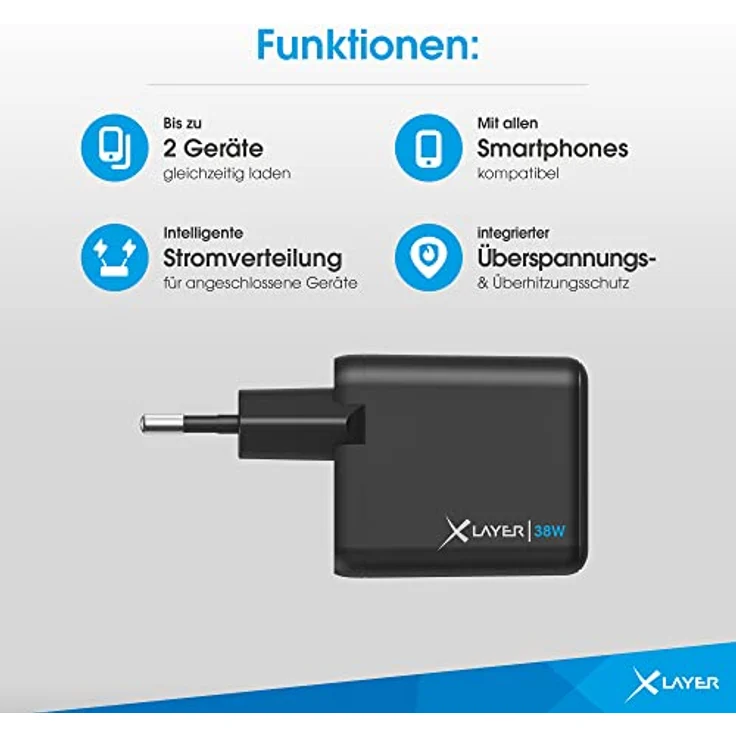 XLayer 38W dual USB C Ladegerät Power Delivery Schwarz Schnellladen für ipad iPhone 14 13 Mini 13 Pro Max 12 11 SE XS, Android geräte Tabs Power Adapter Ladeadapter Ladestecker Netzteil Charger Kabel – Bild 4