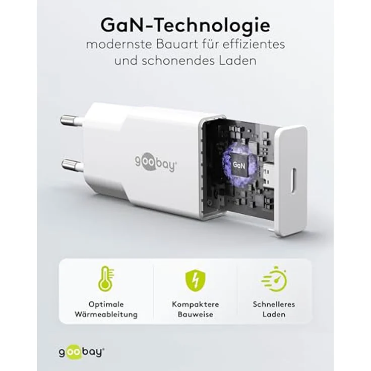 goobay USB C Ladegerät Slim 25W, Weiß - Adapter mit GaN-Technologie, Power Delivery, kompaktes Schnellladegerät für Smartphone, Tablet und Smartwatch, kompatibel mit Apple und Samsung – Bild 6