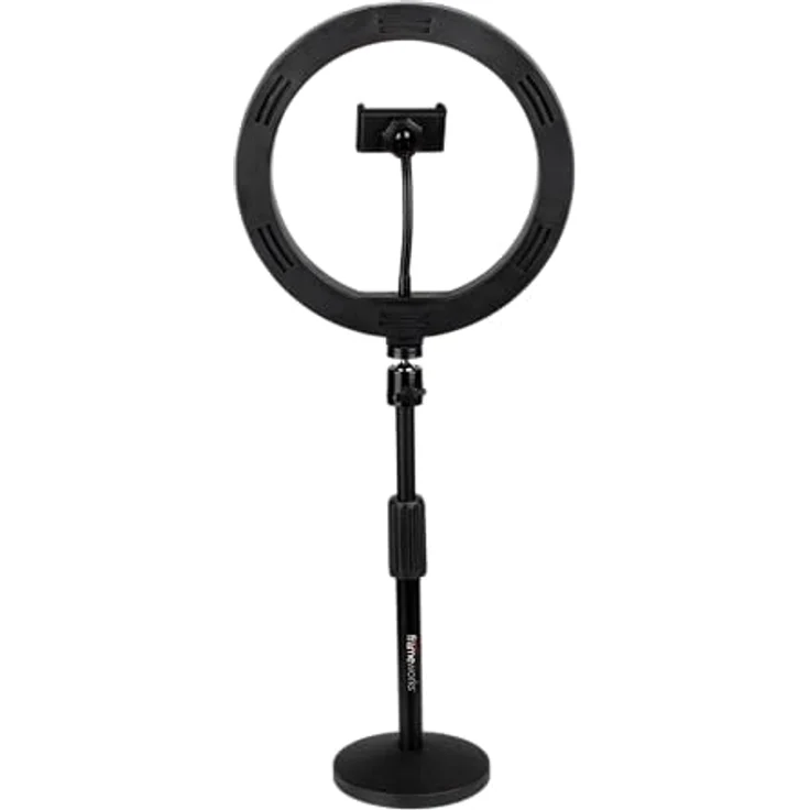 Gator Frameworks Ring Light Round Base, 10" LED-Desktop Ringlicht mit 3 Farbmodi, 10 Helligkeitsstufen und Telefonhalterung – Bild 9