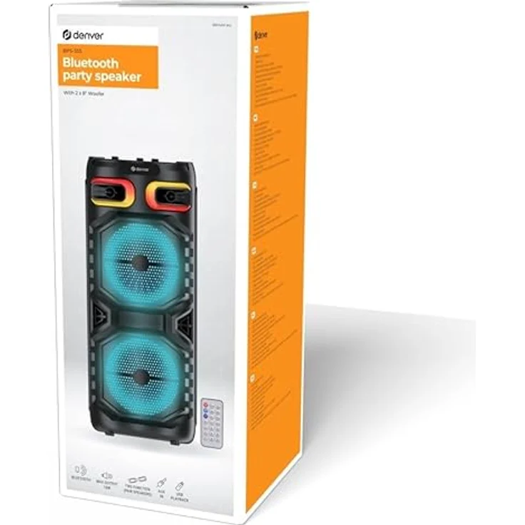Denver BPS-355, Bluetooth Partylautsprecher mit LED-Licht, Schwarz – Bild 7
