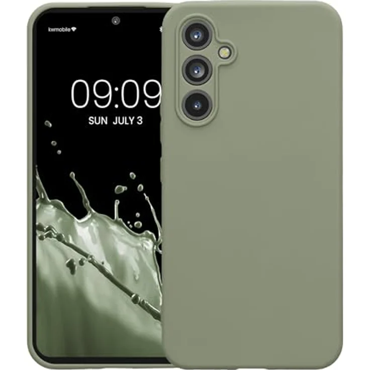 kwmobile Handyhülle für Samsung Galaxy A54 5G – weiche Silikon Schutzhülle in Graugrün mit präzisen Ausschnitten für Kamera und Anschlüsse – Bild 5