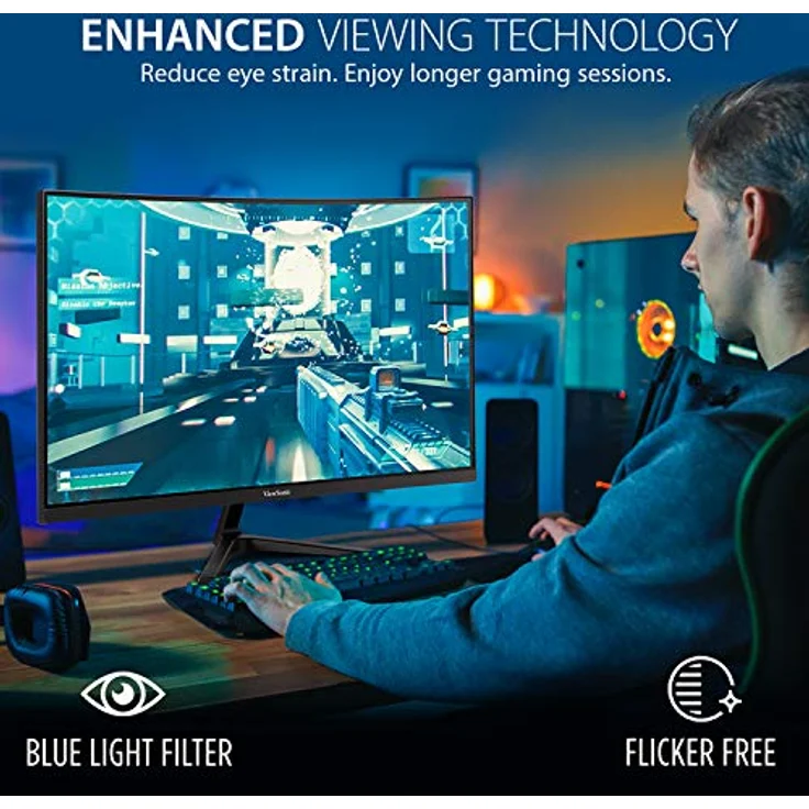 ViewSonic VX2718-2KPC-MHDJ 68,6 cm (27 Zoll) Curved Gaming-Monitor (QHD, FreeSync Premium, 1 ms, 165 Hz, geringer Input Lag, Schwarz) – Bild 4