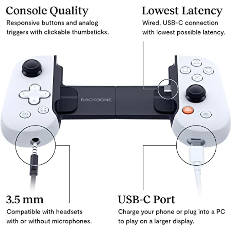 BACKBONE One Mobiler Gaming-Controller für das Android & iPhone 15 Series (USB-C) - PlayStation Edition - Verwandeln Sie Ihr Handy in eine Spielekonsole - Spiele Xbox, PlayStation, PR, Roblox & mehr – Bild 3