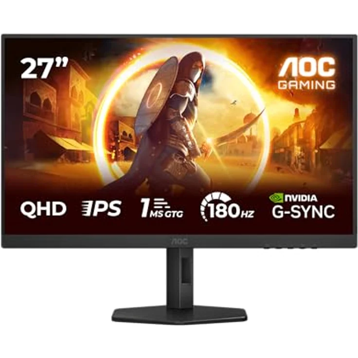 AOC Q27G4XD 27 Zoll WQHD Gaming Monitor, 180Hz, 0.5ms MPRT, G-Sync Compatible, HDR400, Höhenverstellung, Schwarz – Bild 2