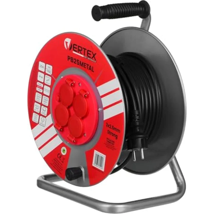 Vertex Verlängerungskabel PB25METAL 25m, mehrfarbig, markenechtes Qualitätsprodukt – Bild 1