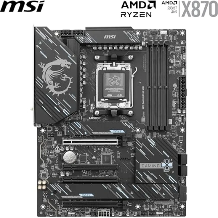 MSI X870 Gaming Plus WiFi Mainboard, ATX - Unterstützt AMD Ryzen 9000/8000/7000 Prozessoren, DDR5 8200+MT/s (OC), PCIe 5.0 x16 & 4.0 x16, M.2 Gen5, Wi-Fi 7, 5G LAN – Bild 3