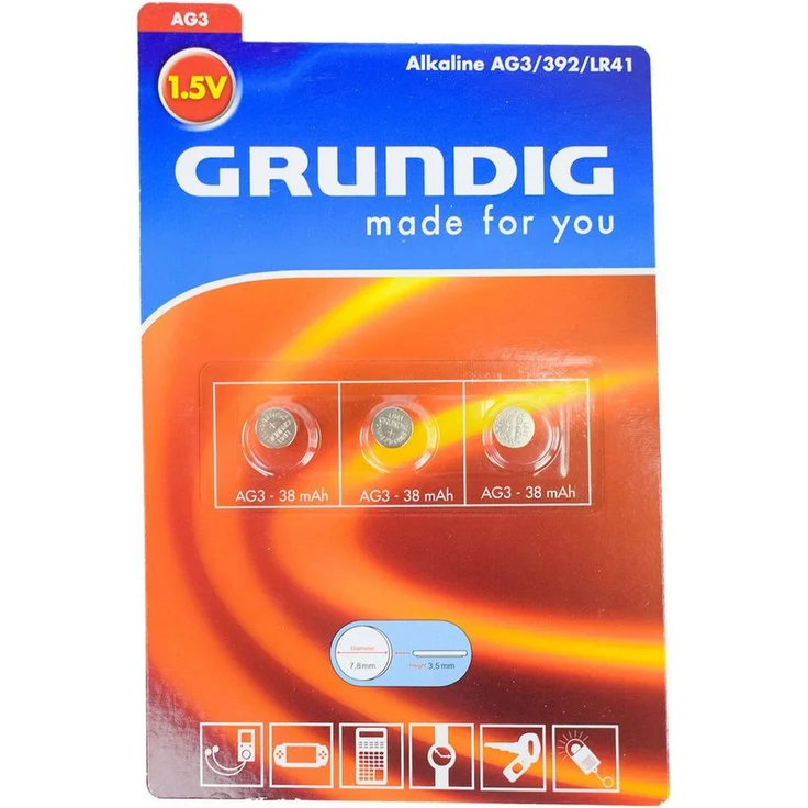 Marabellas Shop Grundig Knopfzellenbatterien 3-tlg. Alkaline, Lithium, Hearing Aid, vielseitig einsetzbar