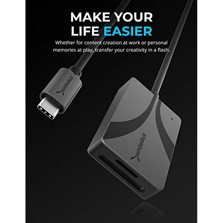SABRENT SD, Micro SD USB C Kartenleser, USB 3.2 Speicherkartenleser, 312 MBps High Speed Externe Kartenlesegeräte, SD Karte USB Adapter, unterstützt MMC/TF/SDXC/SDHC/Micro SDHC/Micro SDXC (CR-CSDM) – Bild 2
