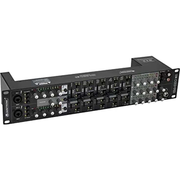 Omnitronic EM-650B MK2 Entertainment-Mixer, robustes Mischpult mit sieben Kanälen für Studio- und Live-Anwendungen