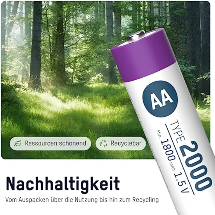 ANSMANN 4X Mignon AA Akkus Li-Ion mit USB Typ-C Anschluss, wiederaufladbar über USB-C/Hohe Leistung von 1,5 Volt & 2000 mAh/Geeignet für Fernbedienung, Controller, Lampen, Spielzeug, Funkgeräte - Preisvergleich – Bild 3