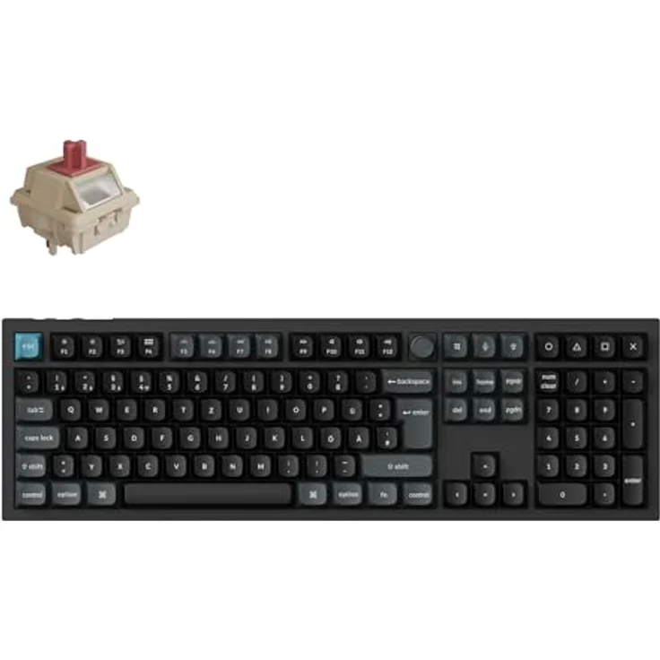 Keychron Q6 Ultra 8K, Kabellose mechanische Tastatur mit Vollmetallgehäuse, 100% ISO-DE-Layout, 8000 Hz Abtastrate, RGB-Beleuchtung, Bluetooth 5.3, Silk POM Red-Schalter – Bild 1