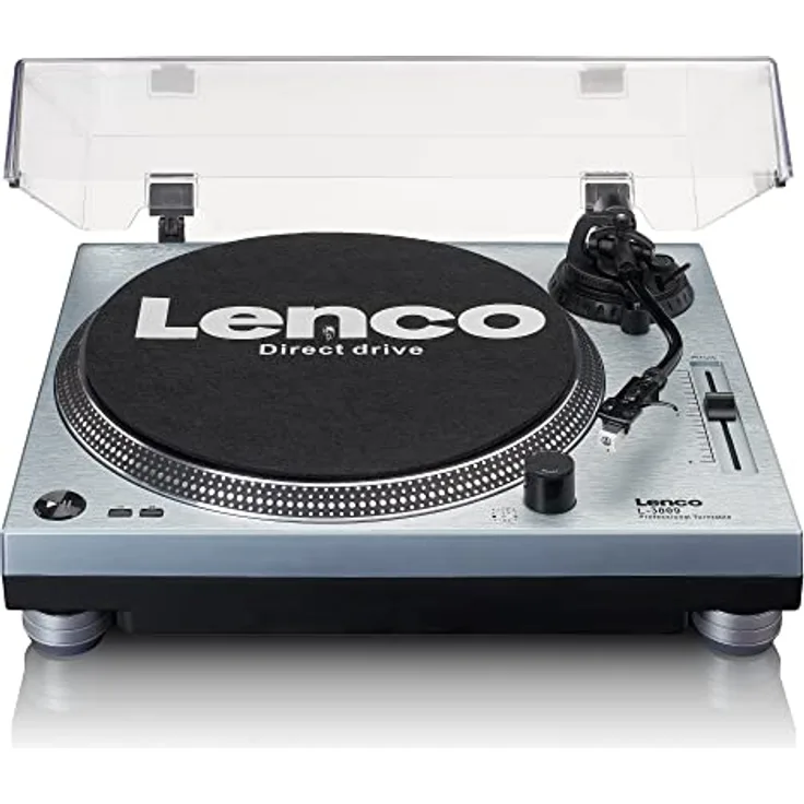 Lenco L-3809 Plattenspieler - DJ Plattenspieler mit Direktantrieb - USB - Vorverstärker - 33 und 45 U/min - MMC - RCA- Line Out - Blau Metallic