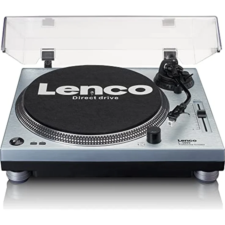 Lenco L-3809 Plattenspieler - DJ Plattenspieler mit Direktantrieb - USB - Vorverstärker - 33 und 45 U/min - MMC - RCA- Line Out - Blau Metallic – Bild 1