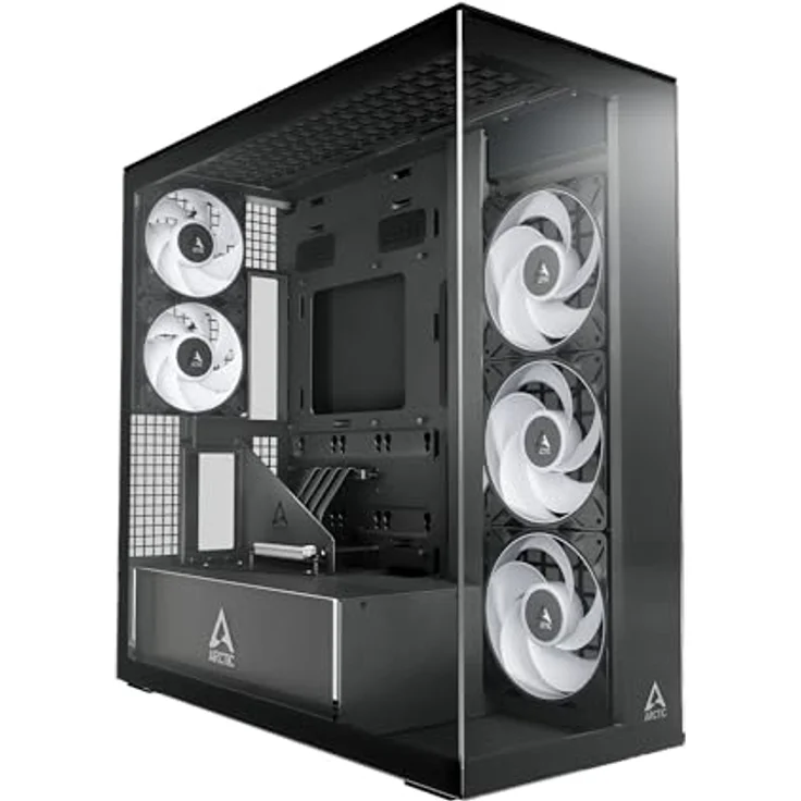 Arctic Xtender VG, E-ATX High-Airflow-Gehäuse mit Tempered Glass und 5 ARGB-Lüftern, schwarz – Bild 2