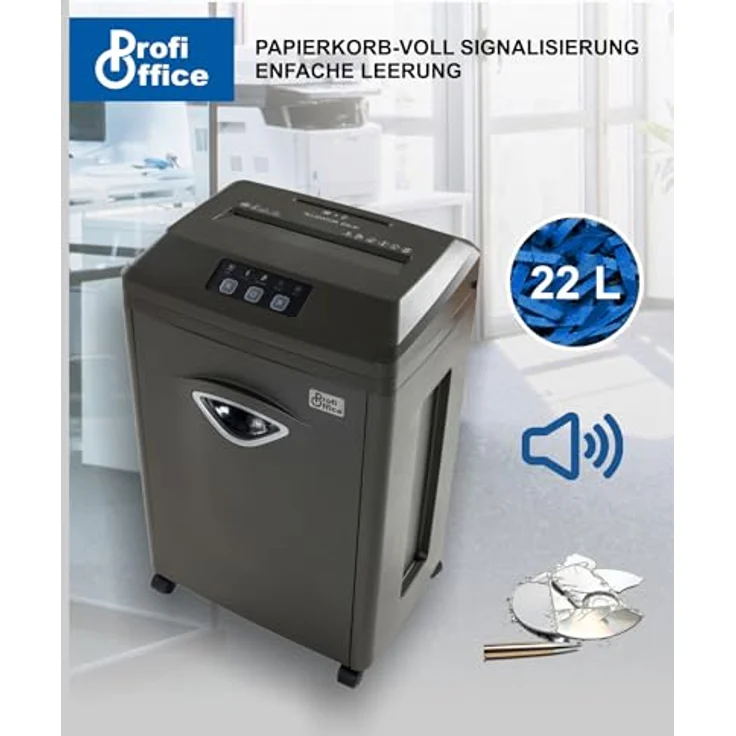 ProfiOffice Aktenvernichter Super Micro Partikelschnitt P-7 Alligator 305 M - 5 Blatt, 30 min Dauerbetrieb, leise und sicher DSGVO konform, schwarz (91957) – Bild 4