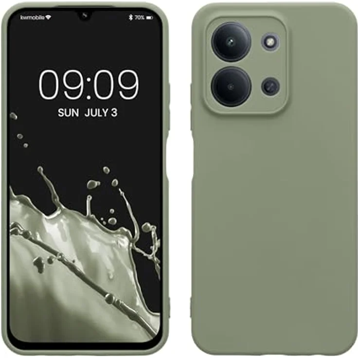 kwmobile Handyhülle für Xiaomi Redmi 15C / Poco C85, weiche Silikon Hülle in Graugrün, elastisch und rutschfest mit präzisen Ausschnitten für Knöpfe und Kamera – Bild 1