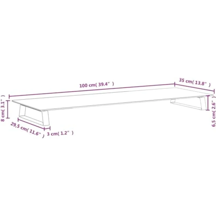 vidaXL Monitorständer, Monitorerhöhung mit Stauraum aus Hartglas und Metall, ergonomisch, Weiß 100x35x8cm – Bild 3