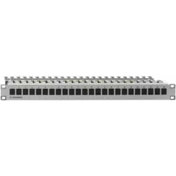Rutenbeck PP-UM-Cat.#239101100, 24 Port Patch-Panel, geschirmt, 483mm (19"), 1 HE, lichtgrau für 25G/10G Ethernet