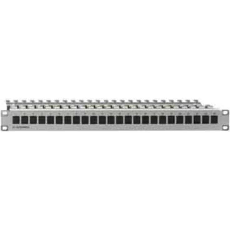 Rutenbeck PP-UM-Cat.#239101100, 24 Port Patch-Panel, geschirmt, 483mm (19"), 1 HE, lichtgrau für 25G/10G Ethernet