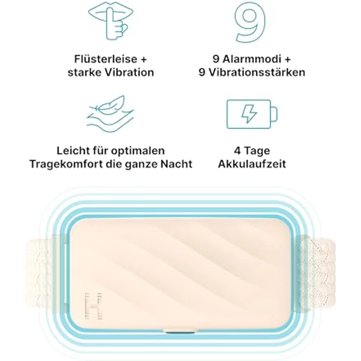HoMedics WakeBand SS-WB100CE-WW, Silent Alarm Vibrationswecker Schlafarmband mit 9 Vibrationsintensitäten, creme – Bild 2