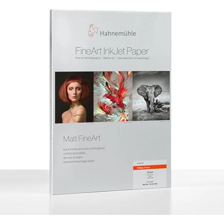 Hahnemühle Digital FineArt William Turner Papier, 310 g/m², DIN A3+, 329 x 483 mm, weiß – Bild 1