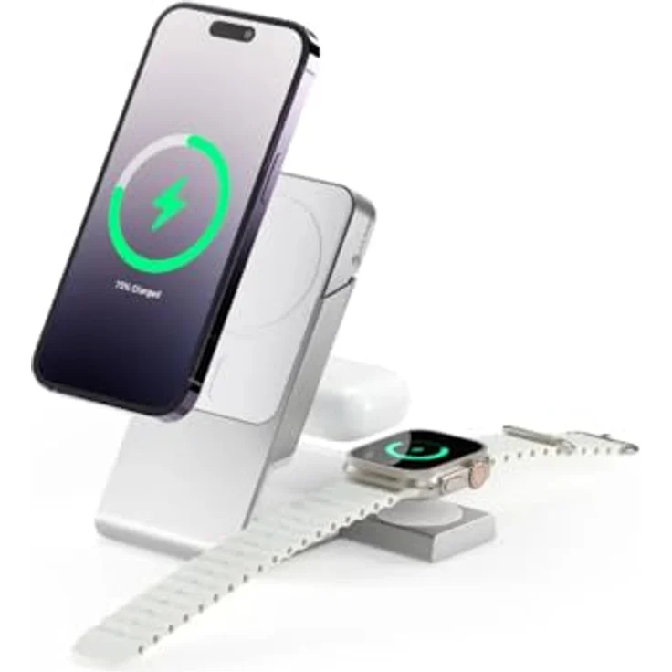 Alogic MATRIX+ 3-IN-1 MAGNETIC, Wireless Charger, Weiss and Apple Watch Charger, White – Bild 2