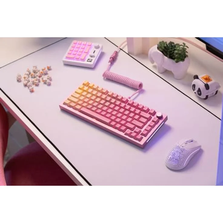 Glorious PC Gaming Race Coiled Cable Prism Pink, USB-C auf USB-A Spiralkabel, USB C Kabel Spiralkabel, Coiled Cable Keyboard – Bild 8