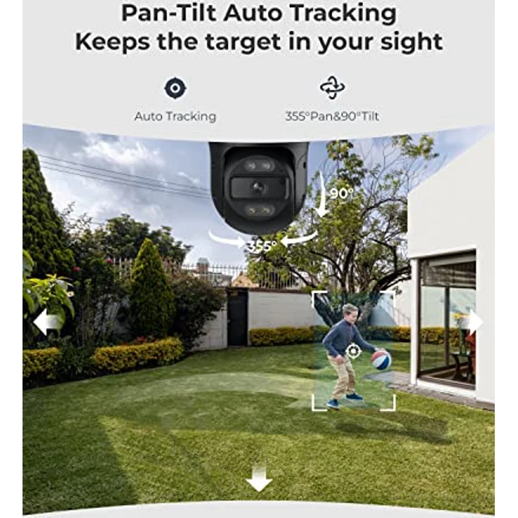 Reolink 4K PT PoE Überwachungskamera Aussen mit Auto-Tracking, Spotlights, 355° Schwenk 90° Neige, Personen-/Fahrzeug-/Haustiererkennung, 30m Farbnachtsicht, 2-Wege-Audio, Zeitraffer, RLC-830A - Preisvergleich – Bild 3