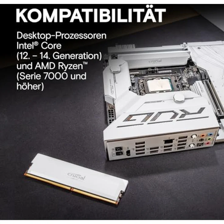 Crucial Pro DDR5 RAM 32GB Kit (2x16GB) 6000MHz CL36, Overclocking Gaming, Intel XMP 3.0 / AMD Expo, PC Computer Arbeitsspeicher 32GB DDR5, Weiß - CP2K16G60C36U5W – Bild 4