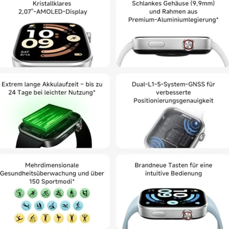 XIAOMI REDMI Watch 6, 43mm Smartwatch mit GPS, 5ATM wasserdicht, SpO2 und Pulsometer, azul – Bild 2