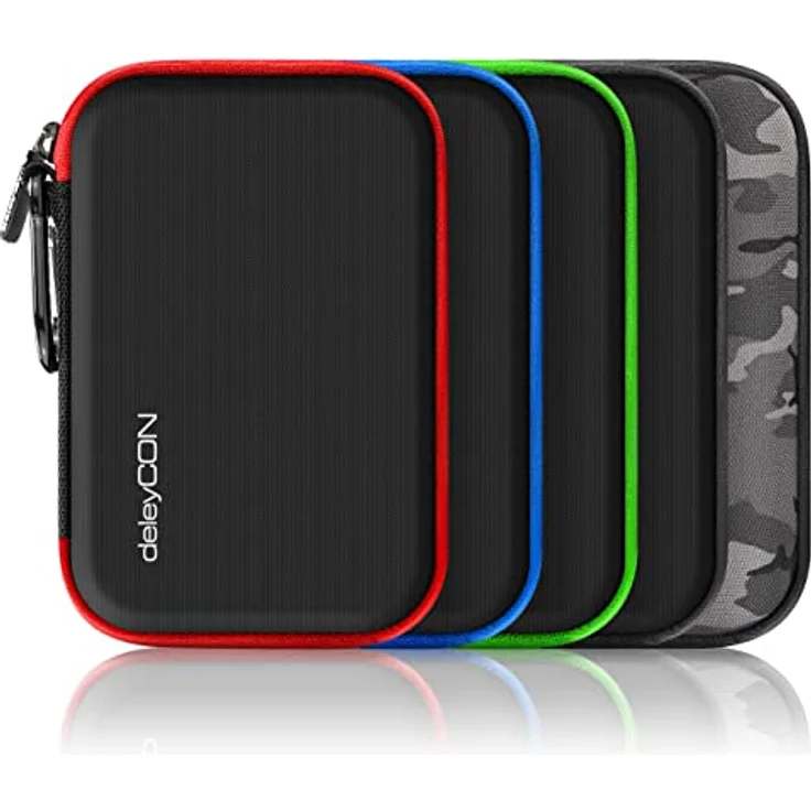 deleyCON Festplattentasche HDD Case für 2,5 Zoll Festplatten und SSD, robust & stoßsicher, 2 Innenfächer, schwarz/grün – Bild 7