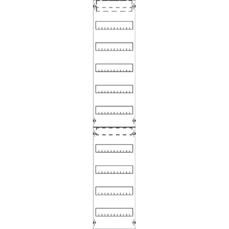 STRIEBEL & JOHN Verteilerfeld 9RE FV19, unbestückt mit 9 DIN-Schienen und Ausschnittabdeckung, 1350 mm hoch, 250 mm breit, 160 mm tief – Bild 1