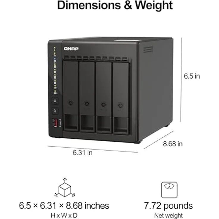 QNAP TS-453E, NAS-Server mit 8 GB RAM, Duale 2,5-GbE-Ports und Dual HDMI-Ausgang, erweiterbar – Bild 3