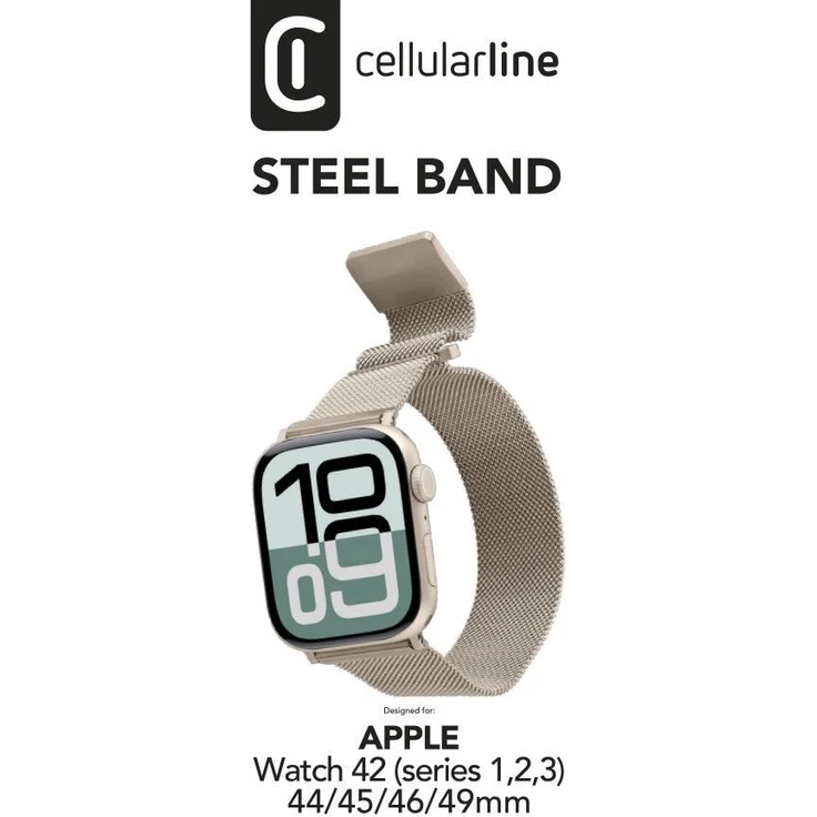 Cellular Line Steel Band Armband für Apple Watch 42/44/45/49 mm, Beige, versandkostenfrei