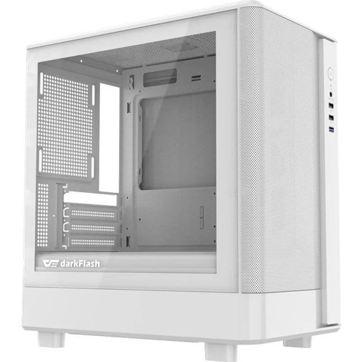 Darkflash Tech DB330M Mesh PC Gehäuse (Weiß), M-ATX/ITX kompatibel, robustes Design mit gehärtetem Glas und optimaler Kühlung