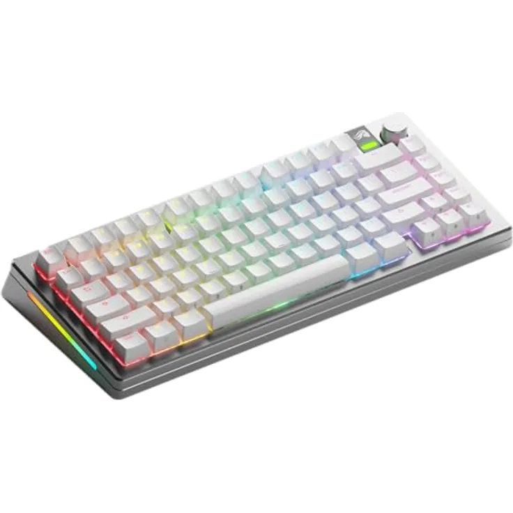 Glorious GMMK 3 Pro Wireless, 75 % Custom Gaming-Tastatur mit Fox Switches, silber, ANSI (US), RGB-Beleuchtung, CNC-gefrästes Aluminiumgehäuse