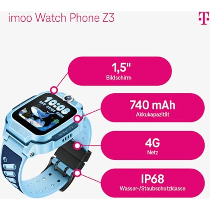 imoo Kids Watch Z3, Smartwatch für Kinder mit GPS, Telefonfunktion, wasserdicht (IPX8), Eltern-App, lange Akkulaufzeit, blau – Bild 2