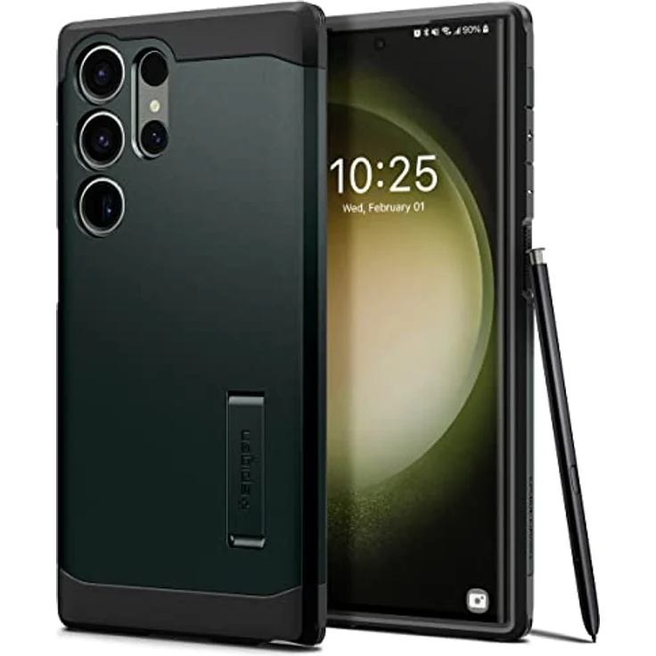 Spigen Tough Armor Hülle Kompatibel mit Samsung Galaxy S23 Ultra 5G -Abyss Green Doppelschichtiger Schutz, Kickstand, Air Cushion Technologie. – Bild 1