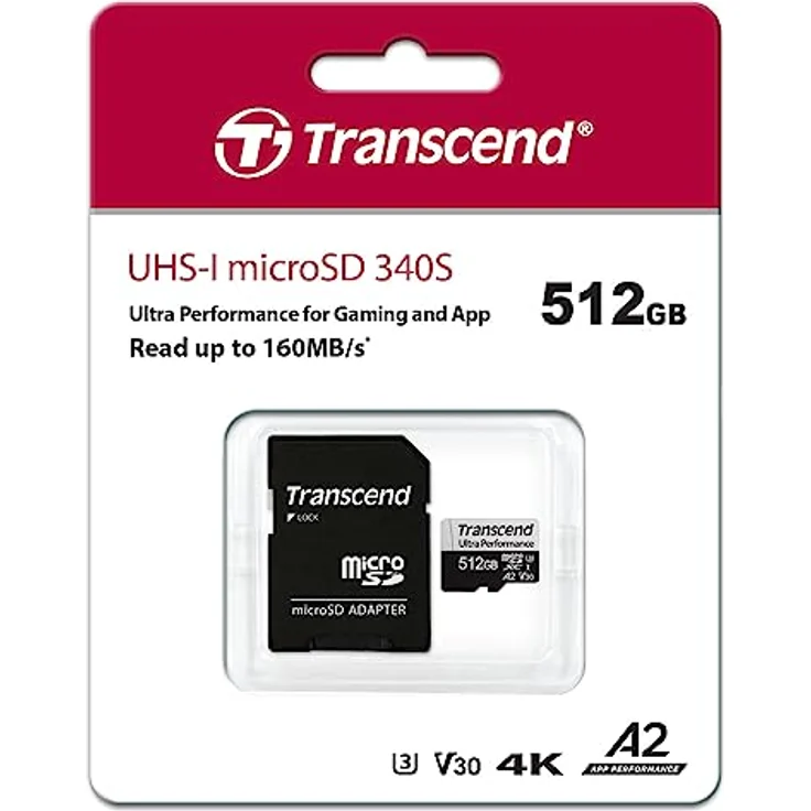 Transcend 512GB microSD mit Adapter UHS-I U3 A2 Ultra Performance TS512GUSD340S – Bild 3