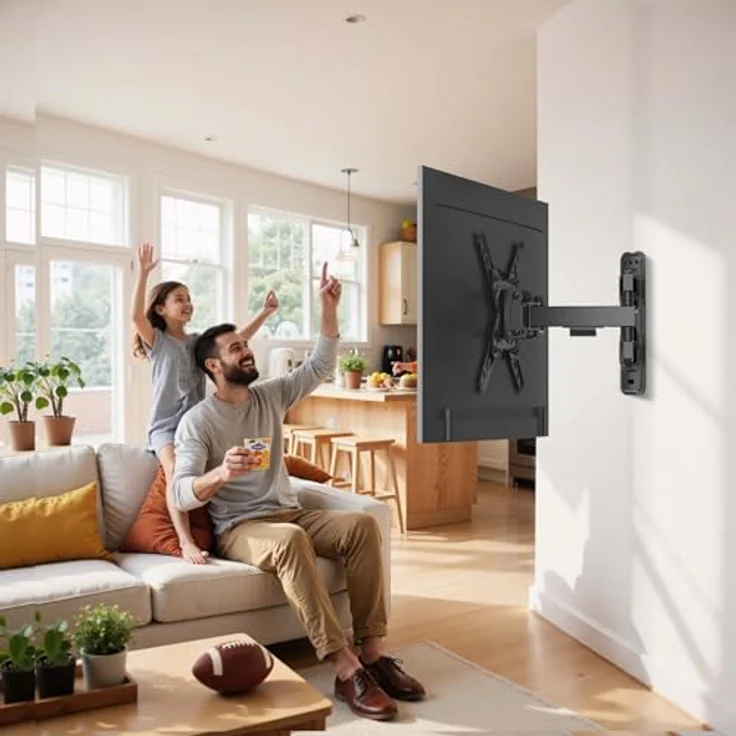 Wiltec TV Halterung für 13"–43" Fernseher, schwenkbar bis 20 kg, platzsparende Wandbefestigung mit einfacher Installation – Bild 2